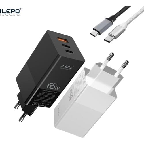 ILEPO 65W GaN Charger For Type C PD3.0 For iPhone12 11 Pro max laptop MacBook Air Pro Samsung with 100W Cable USB C Fast Charger