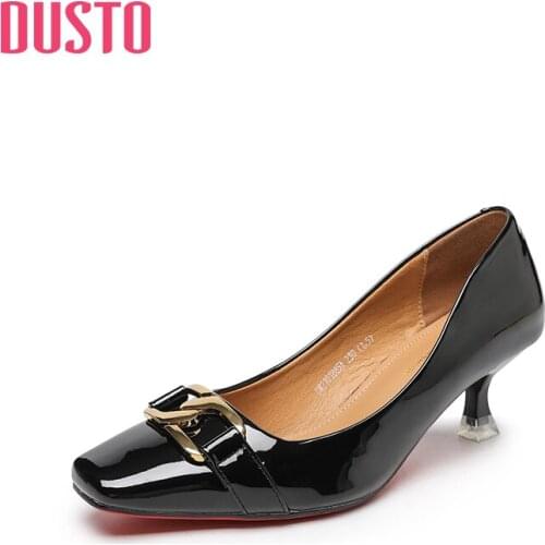 DUSTO 2021 new spring and autumn high heels shallow mouth square head wedding shoes womens shoes