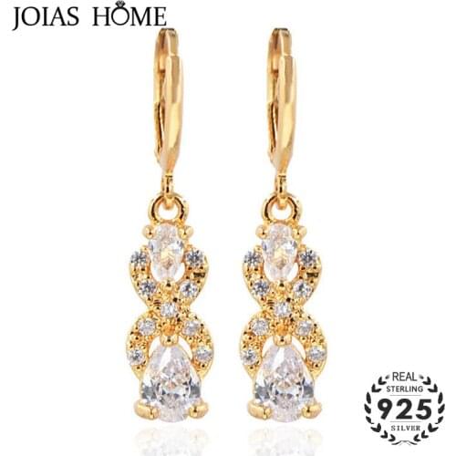 Jellystory Classic Silver 925 Drop Earrings With Water Drop Shape Topaz Zircon Gemstones For Women Wedding Party Gifts Earring