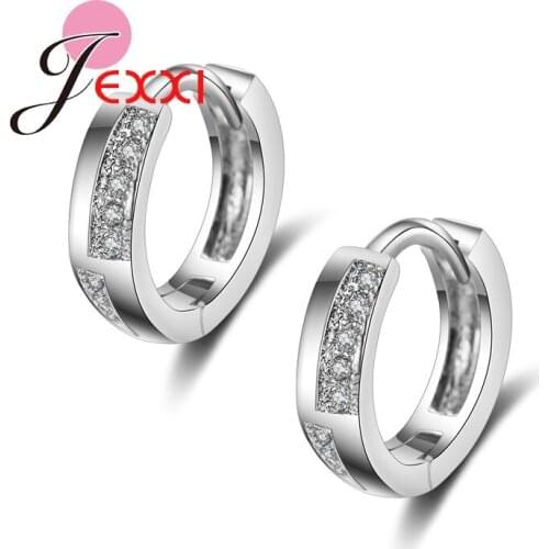 High Quality Sterling Silver Fashion Ear Jewelry Round Earrings With Clear Cubic Zirconia Women Stud Earring