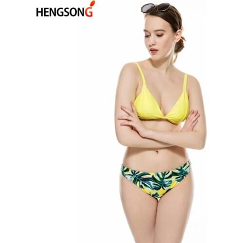 Women Sexy Bikini Leaf Printed Two Piece Split Bikini Set For Summer Beach Swimsuit Bathing Suit Swimwear Bikinis Set