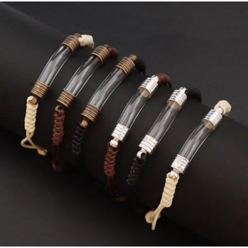 2PCS 6MM Curve Tube Screw Cap Pre Made Cotton Bracelet Rice Vial Bracelets Wishes Urn Keepsake Jewelry For Friend Gift