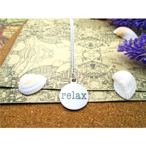 3pcs/lot Fashion stainless steel necklace "relax" Charms necklace Jewelry Gift more style for choosing