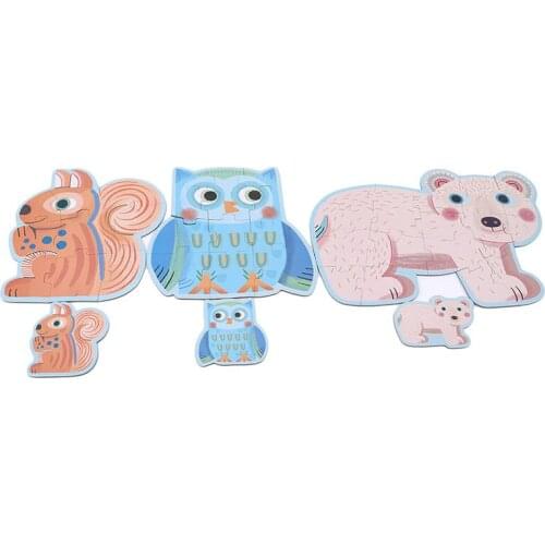 3D Cartoon Animals Kids Cardboard Jigsaw Toys Puzzle Educational Toys Intelligence Development Puzzle Kids Gift