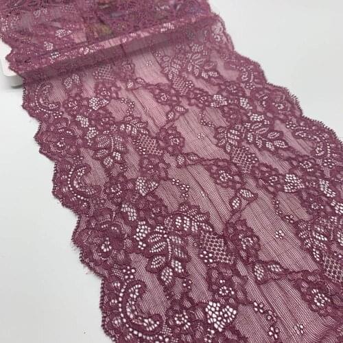 5y/lot width 24cm Burgundy soft elastic stretch lace trim for lingerie DIY accessory garment material dark red