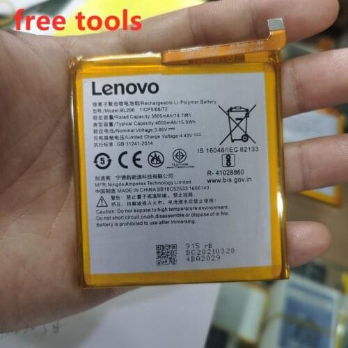 Original High Quality 4000mAh BL296 Battery For Lenovo Z6 L78121 Z6pro / Z6 pro L78051 Battery + Tools