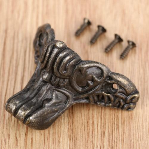 Antique Bronze Wood Box Feet Desk Leg Corner Protector Beast Ox Head 46*30mm Zinc Alloy Decor Bracket Furniture Hardware Home