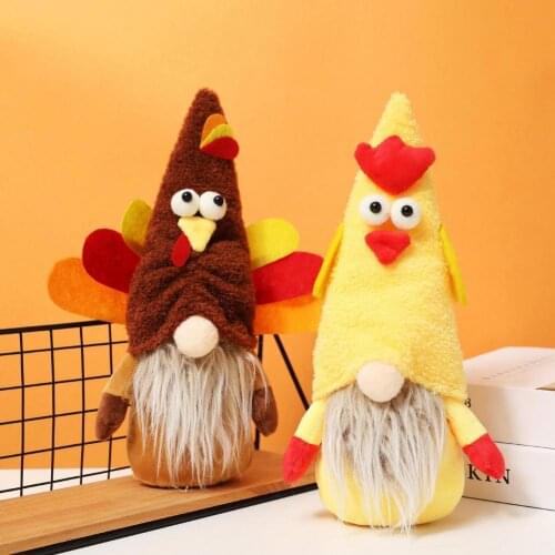 Faceless Turkey Hat Dwarf Decoration Cotton Thanksgiving Furry Touch Gnome Doll Home Decor