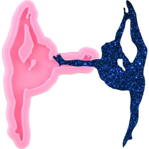 Shiny Gymnast Mold Silicone Keychain Molds DIY Dancing Girl Resin Epoxy Keychains Mould for Jewelry Key Ring Pendant Decoration