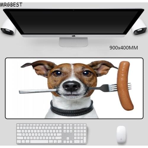 MRGBEST Large Mouse Pad Dog Creative Terrier Pattern Pads Nature Anti-slip Rubber with Locking Edge Laptop Desk Mat for Games