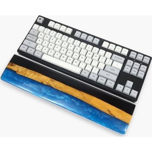 Coastal Deisgn Resin Wooden Wrist Rest Pad For Mechanical Keyboard 61 87 104 Grey Purple Blue Palm Rest Keyboard Wood Tray Pads