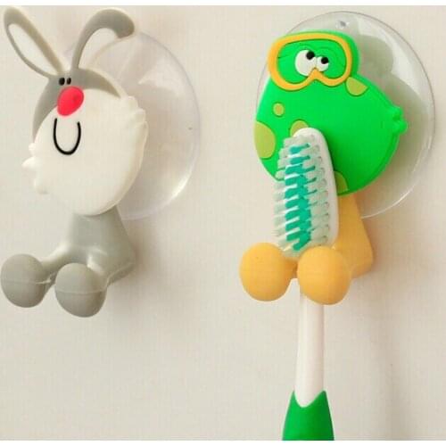 1PC suction cup toothbrush holder hooks bathroom Lovely Toothbrush Frame Animal Strength Sucker Toothpaste Storage Rack OK 0124
