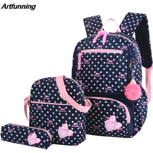 Artfunning Children School Bags Teenagers school Backpacks kids travel backpack Cute shoulder bag 3pcs Set free Shipping