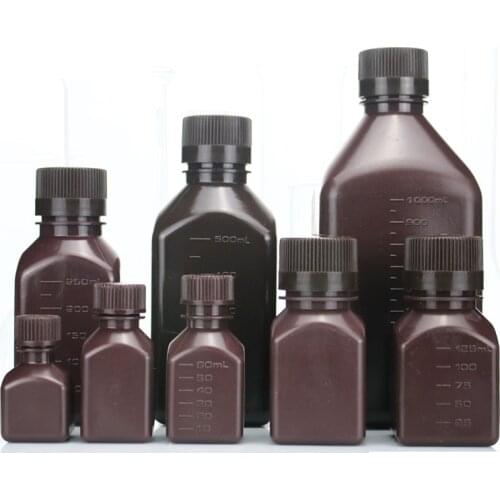 Brown reagent bottle screw mouth reagent bottle 100/250/500/1000ml plastic split sample bottle high temperature and light proof