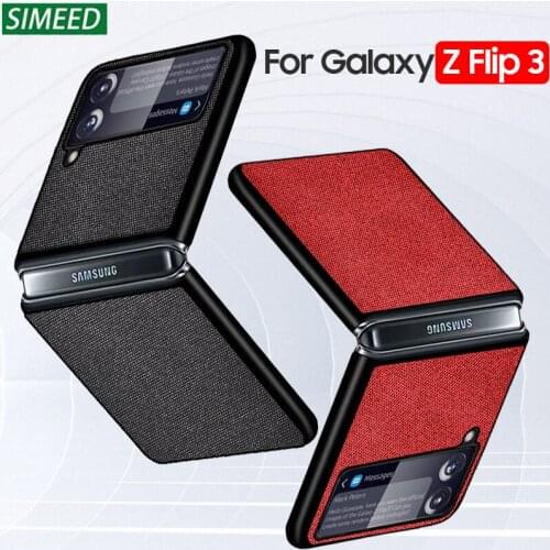 For Samsung Galaxy Z Flip 3 5G Case Luxury Cloth Texture Leather Ultra Thin Protection Back Cover Capa for Samsung Z Flip3