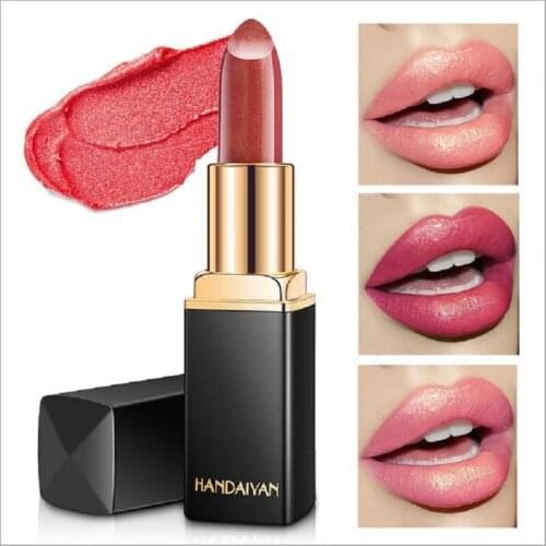 Handaiyan Waterproof Nude Glitter Lipstick Makeup Long Lasting Velve Red Mermaid Lipsticks Cosmetics Sexy Shimmer Lip Stick