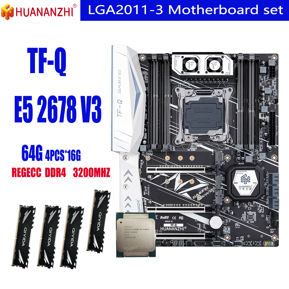 Huananzhi x99 TF motherboard set LGA2011-3 and LGA 2011 Intel Xeon E5 2678 V3 64GB=DDR4 16GBx4PCS 2400MHz Memory Motherboard Set