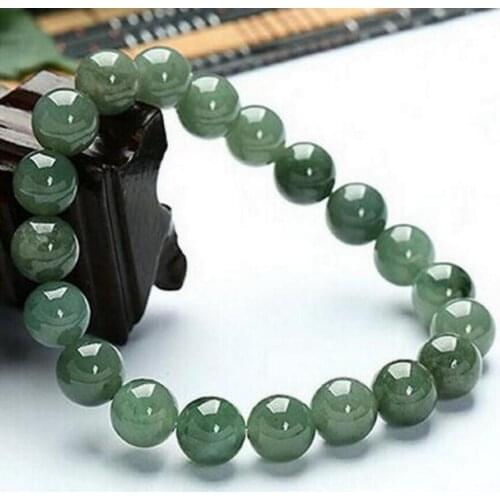 Chinese 100% Natural Hetian Nephrite Jade Bangle Bead Bracelet 16MM