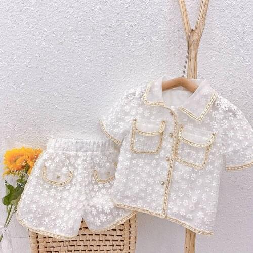 Fashion Girls Sweet Princess 2pcs Clothes Set Baby Children Kids Short Sleeve Tops Shirt+Shorts Pants Suit Summer Outfits