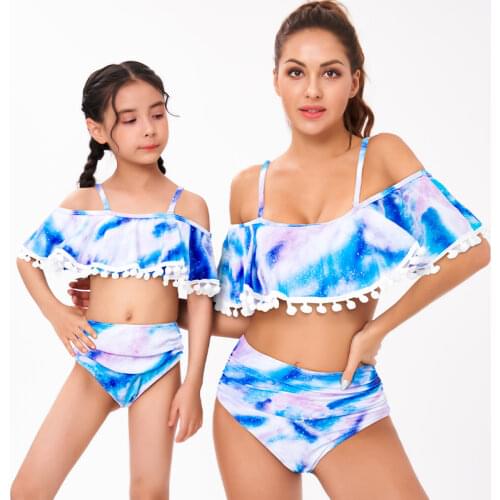 Mom and Daughter Swimsuit Summer High Quality Children Beachwear Lady Bikini Swimming Suit Kids Beach Bathing Suits 3-12 Years
