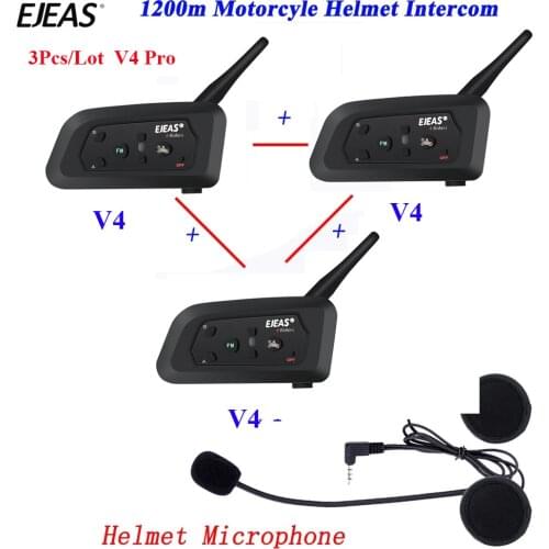 3Pcs/Lot Wireless 1200M Intercom Full Duplex Motorcycle Helmet Interphone Intercom Headset Communication System Intercom