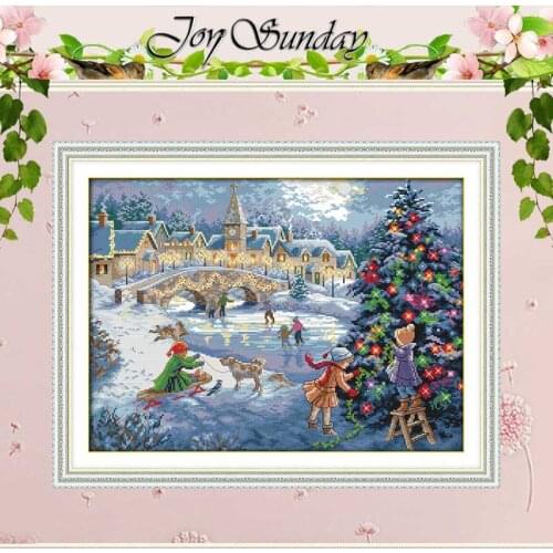 Christmas Celebration Pattern Counted Cross Stitch 11CT Printed 14CT Cross-Stitch Kit Handmade Home Decor Embroidery Needlework