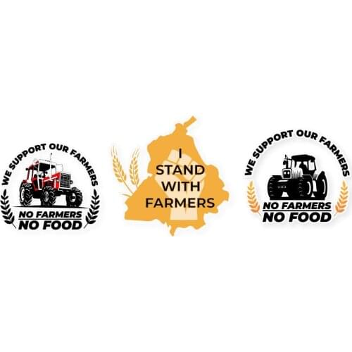 Pack of 3 no Farmers no Food Sticker of Approx. 7" can be use on car Wind Shield/Window/car Body/ Laptop/ Painted Door. Sticker