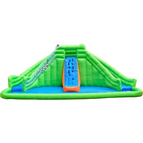 Inflatable Bounce House with Water Slide Big Water Pool Bouncy Castle Crocodile Climbing Park for Adults and Kids