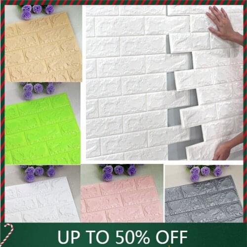 3D Wall Stickers Self-adhesive Embossed Imitation Brick DIY Waterproof PE Foam Wallpaper Home Decor Living Room House Decor