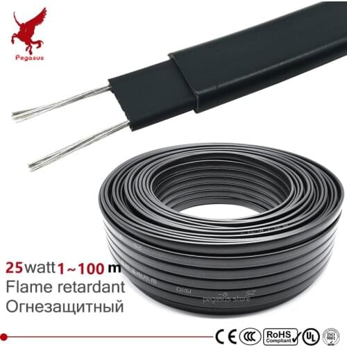 10-50m 220V Flame retardant type heating cable W=10mm Self regulat temperature Water pipe protection Roof deicing heating cable