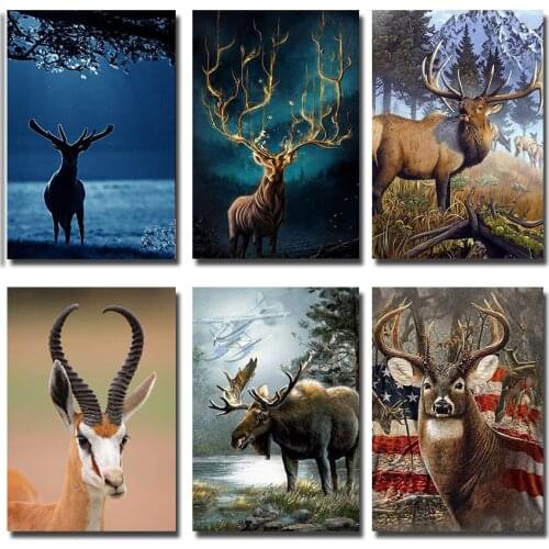 Full Square Diamond embroidery deer DIY 3D Diamond mosaic wild animal Full Round Diamond painting Cross stitch reindeer Christma