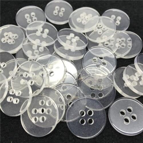 100pcs 15mm Clear Transparent Resin 4 Holes Buttons Round Sewing Shirt Accessories Embellishments Button Scrapbooking