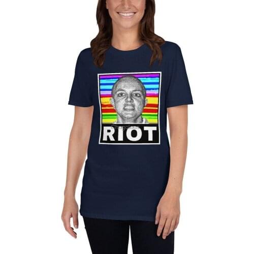 RIOT RAINBOW glitch ASCII brit meme tee
