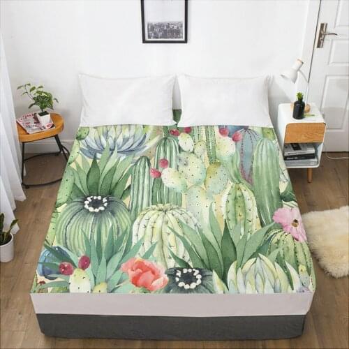 Luxury Elastic fitted sheet bed sheet With An Elastic Band Mattress Cover 150x200 Bed cover for home Nordic Cactus