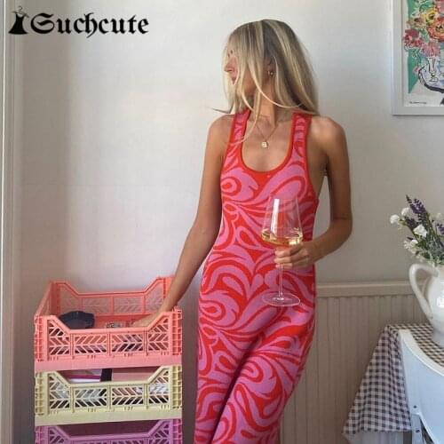 SUCHCUTE Sexy Backless Womens Midi Dress Summer y2k Aesthetic Beachwear Knitted Dress 90s Party Clubwear Bodycon Dresses