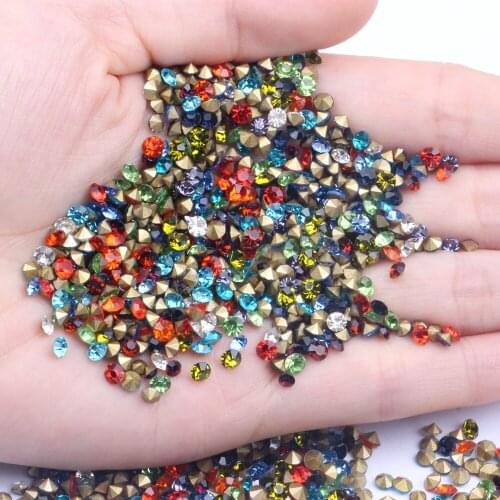 Ss14 1440Pcs Glass Crystal Many Colors Point Back Rhinestone Beads Glue On Round Shape Handimade Craft Ornament Diy Trimming