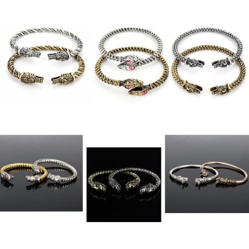 Viking Teen Wolf Head Bracelet Indian Jewelry Fashion Accessories Bracelet Men Wristband Cuff Bracelets For Women Bangles