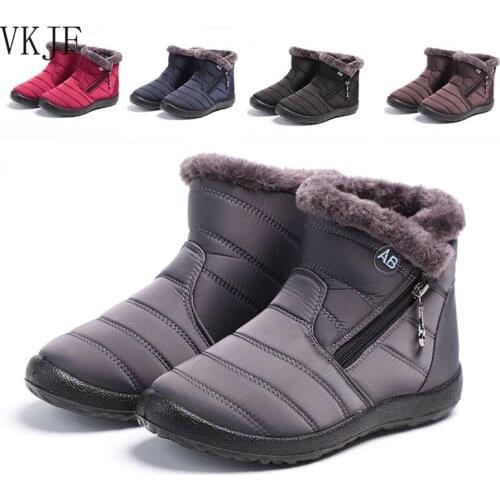 2021 Winter Boots Women Ankle Boots Cotton Fabric Femmes Bottes Plush Shoes Ladies Booties Waterproof Shoes Buty Damskie