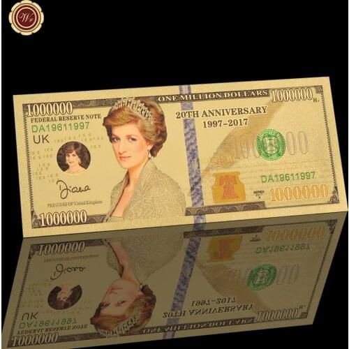 Death 20th Anniversary Diana 24K Gold Banknote Gold Foil Note Money Metal Crafts Artwork