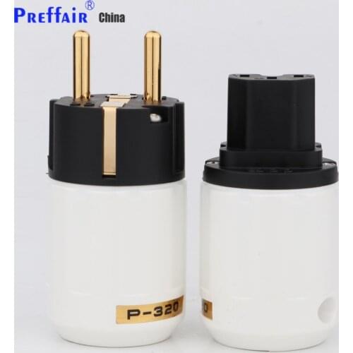 1Pair Hifi Audio EU Standard Gold plated Power Plug for audio DIY power wire