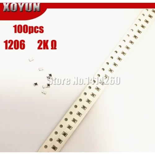 100PCS 1206 SMD Resistor 1% 2K ohm chip resistor 0.25W 1/4W 202
