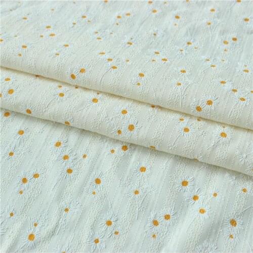 100cm*150cm Little daisy Jacquard Cotton Gauze Fabric Thin Floral Cotton