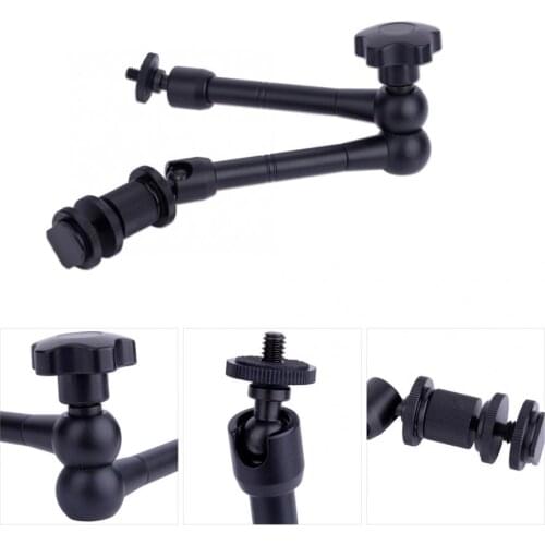 11'' Articulating Adjustable Friction Magic Arm for Hot Shoe Mount Work with Cameras for flash, display, camera cage, rail rod
