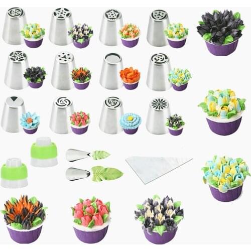 26pcs Pastry Bags Nozzles Converter Set Dessert Confectionery Cake Cream Icing Piping Nozzles Reusable Cake DIY Decorating Tools