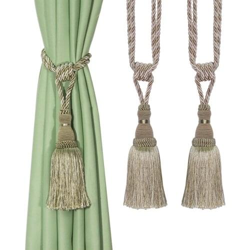 2Pcs Curtain Tieback Tassels Room Accessories Hanging Ball Curtains Buckle Rope Fringe Curtains Holdback Decorative