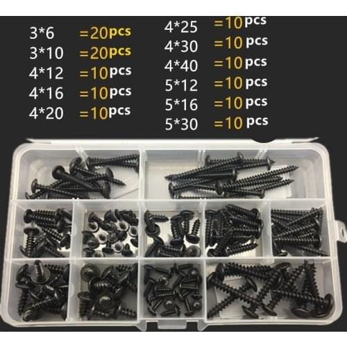 20pcs or 130pcs M3 M4 M5 Wood Truss Screw With Black Oxide And Wax Self-tapping Screws