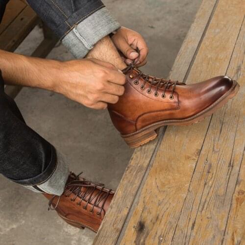 2021 Winter Genuine Leather Handmade British Style Lace Up Leather Ankle Boots Oxfords Dressy Chukka-Shoes Martin Boots