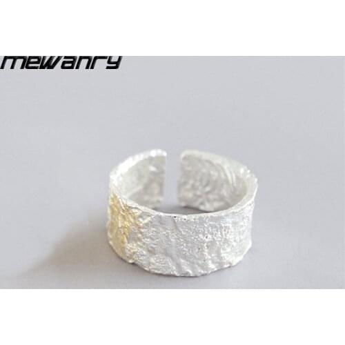Mewanry 925 Sterling Silver Irregular Wide Tree Pattern Rings New Fashion Creative Simple for Women Party Jewelry Gifts