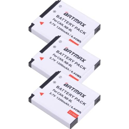 3Pcs 1200mAh NB-8L NB 8L NB8L Rechargeable Camera Battery for Canon Powershot A3100 A3200 A3300 IS A2200 IS A3000 IS A1200