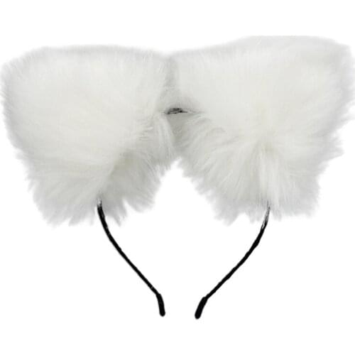 Cat Girls Cosplay Headband Furry Dog Ears Kawaii Kitten Ears Head Accessories Long Fur Animal Role Playing Hair Wear